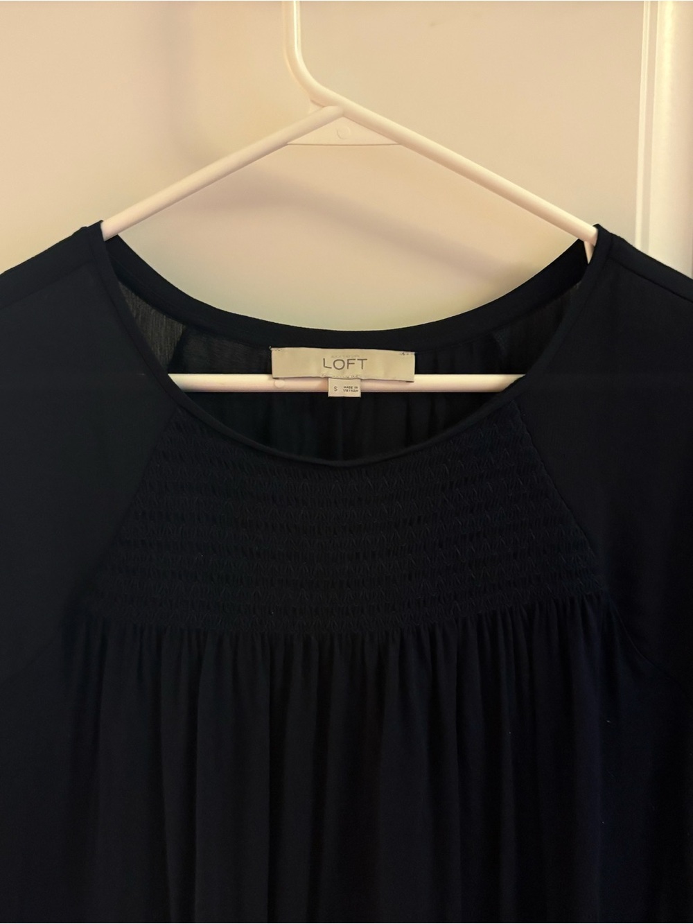 Loft navy cap sleeve gathered front blouse - Picture 3 of 15